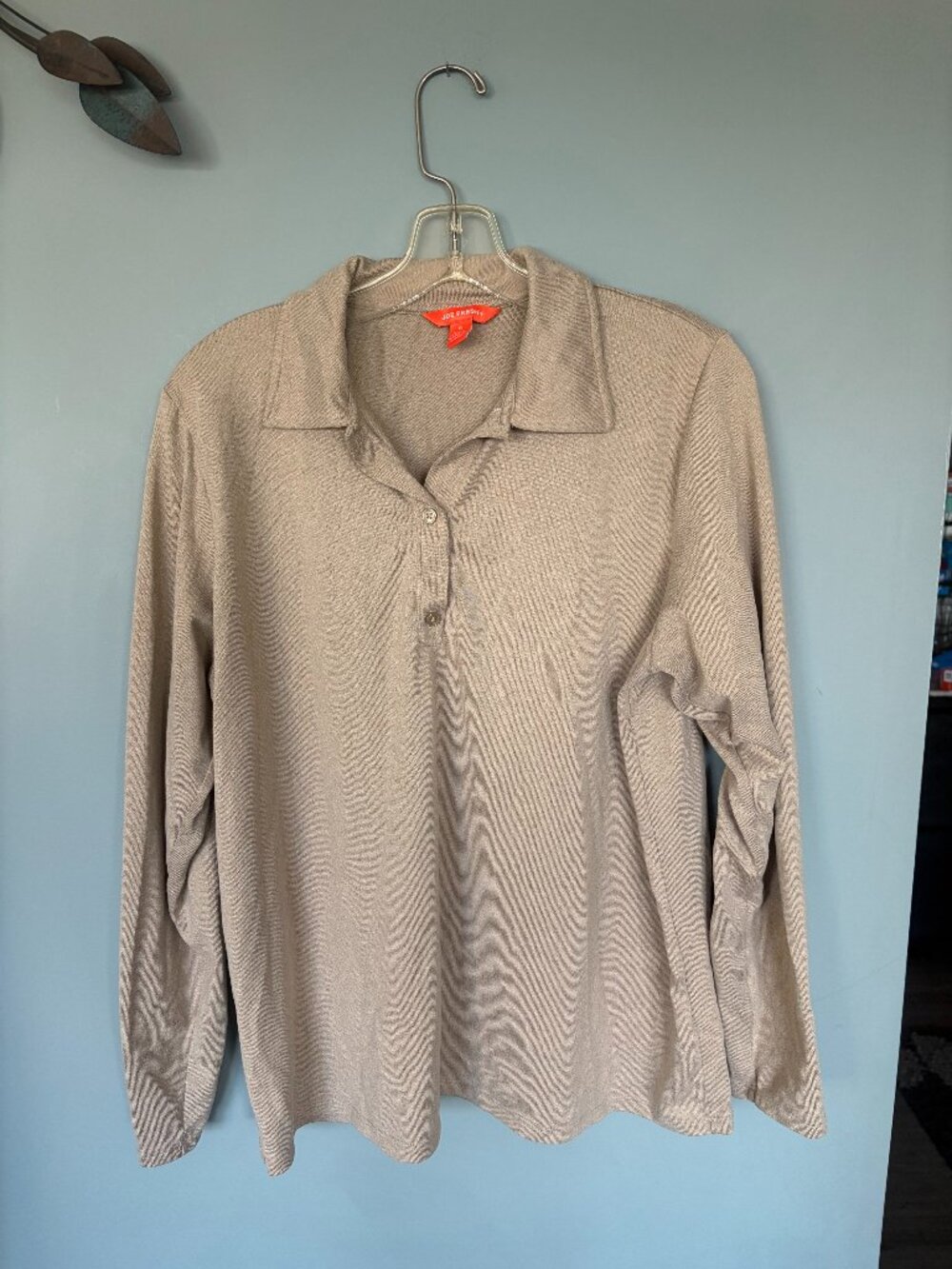 Women's Size 1XL 3/4 Collared Button-up Shirt in Beige Colour Joe Fresh